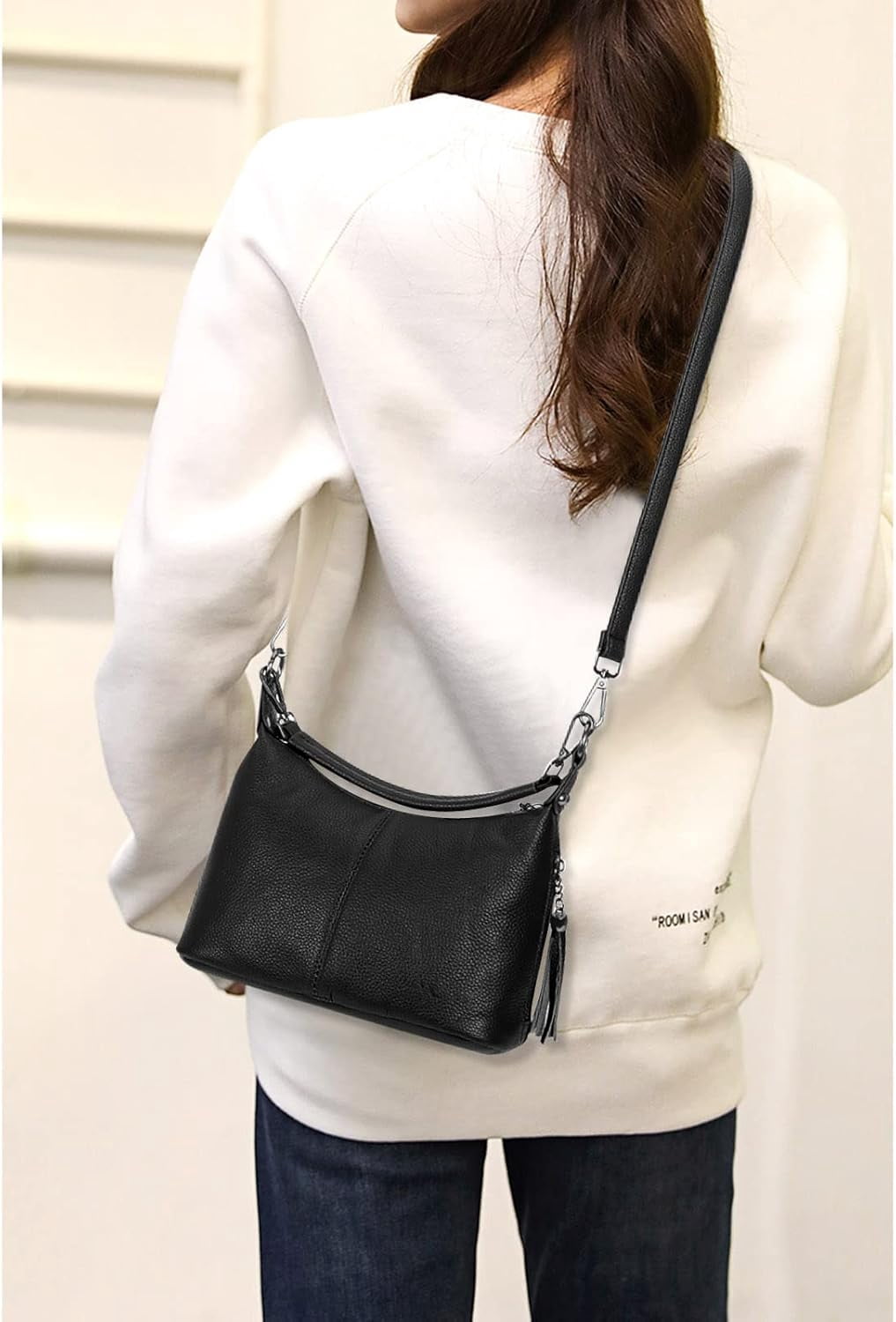 Genuine Leather Crossbody Bags for Women Hobo Purses and Handbags Ladies Shoulder Crossbody Purse