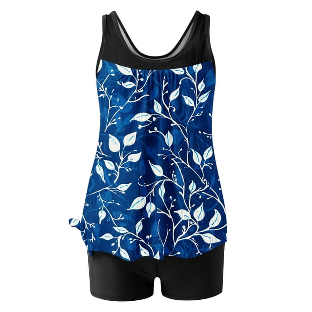 Traje de baño de dos piezas para mujer, trajes de baño para mujer, traje de baño de dos piezas con espalda de tirantes y estampado conservador para mujer, vestido de baño para mujer