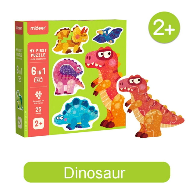 mideer My First Puzzle 6-In-a-Box 31 Pieces - Dinosaur - Jigsaw - Toddler Educational Learning STEM Toy