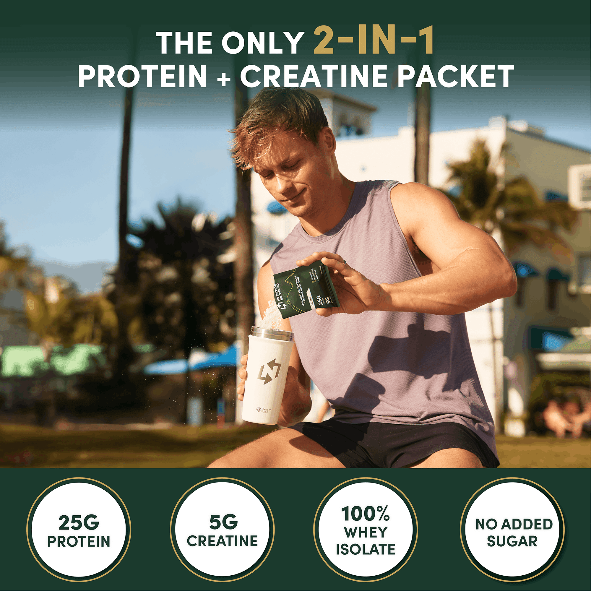 Nutrition On The Go Whey Protein Isolate + Creatine packets – 25g Protein + 5g Creatine - Travel Protein Powder - Vanilla, 6-Pack