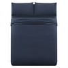 4pc 1800 Thread Count Brushed Microfiber Embroidered Bed Sheet Set with Fitted & Flat Sheet & Pillowcases - Deep Pocket Wrinkle Free Hypoallergenic Bedding, Navy Blue, King