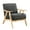 Dark Gray+Natural, variant on Matt Brown Accent Chair For Reading Corner: Solid Wood, Foam Padding, 20 In. Package Height, Natural Finish Comfy With Finish: Rubberwood, Faux Leather, 23" Arm Height