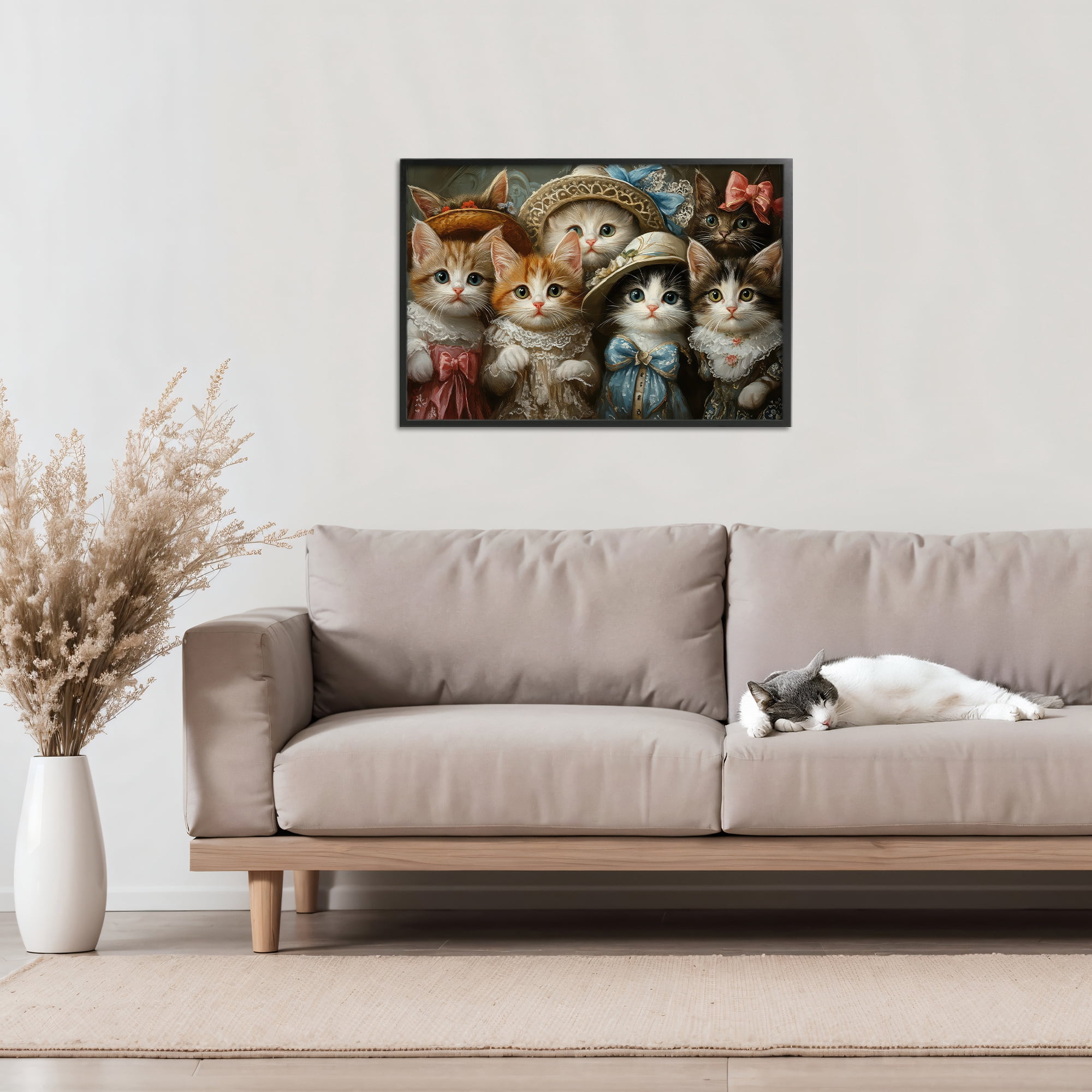 Stupell Industries Fashionable Vintage Cats Black Framed Giclee Art, design by The Wands Want
