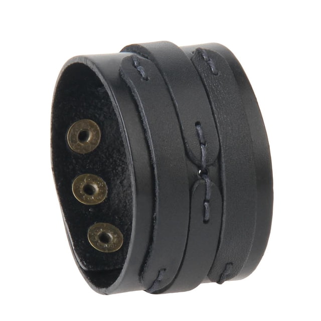 Hombres Mujeres Biker Punk Rock Pulseras anchas de material cuero ajustables con botón a Yinane Pulseras anchas para hombres
