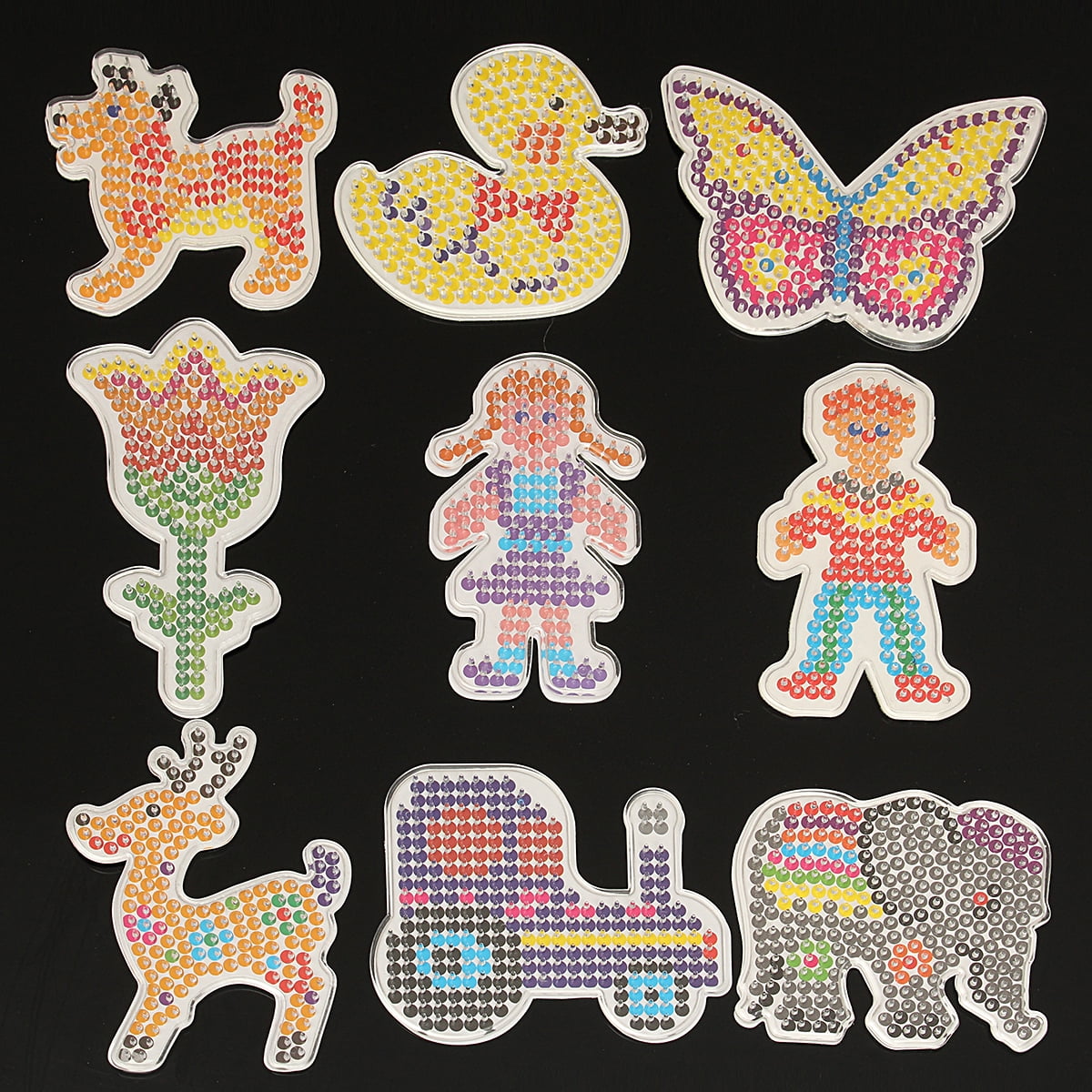 9Pcs Kids Small Pegboards For Perler Hama Fuse Beads Clear Square