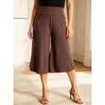thumbnail image 4 of LMLYSoH Women’s High Rise Capri Pants Elastic Waist Solid Color Loose Fit Cropped Pants Trousers, 4 of 8