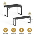 thumbnail image 3 of Aiho 45.5" Dining Table Set for 4, Kitchen Table with 2 Benches, Wood Dining Room Dinette Sets with Metal Frame for Breakfast Nook and Small Space - Black, 3 of 9
