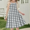 thumbnail image 4 of AHTJRT Girls Plaid Dress Lightweight Boho Beach Sundress Breathable Spaghetti Straps Dresses Travel Vacation Maxi Dress Gray 9 Years, 4 of 7