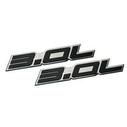 2 x (Pair / Set) 3.0L Liter Embossed BLACK on Highly Polished Silver Real Aluminum Auto Emblem Badge Nameplate for Cadillac Chevrolet Equinox Dodge Stealth Ford Ranger GMC Jeep Subaru Toyota Camry
