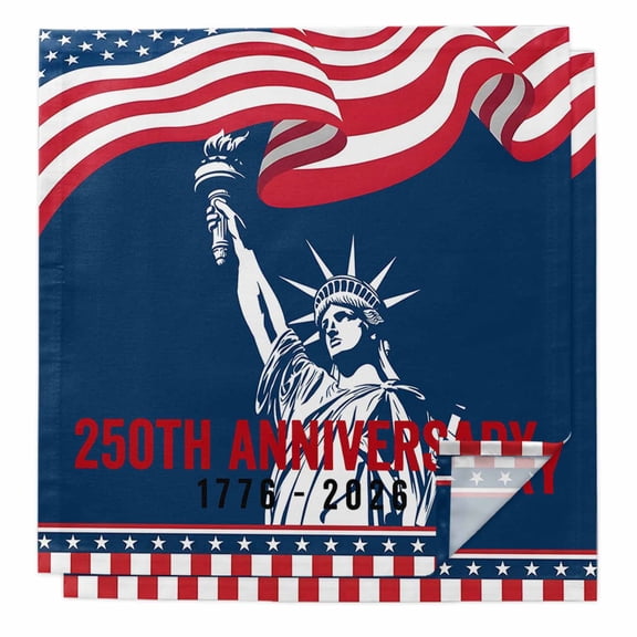 250th Anniversary Cloth Napkins, Independence Day 1776-2026 USA Flag Washable and Reusable Dinner Napkins Set of 2, Table Napkin for Kitchen Party Birthday Wedding Hotel Housewarming 20"x20"