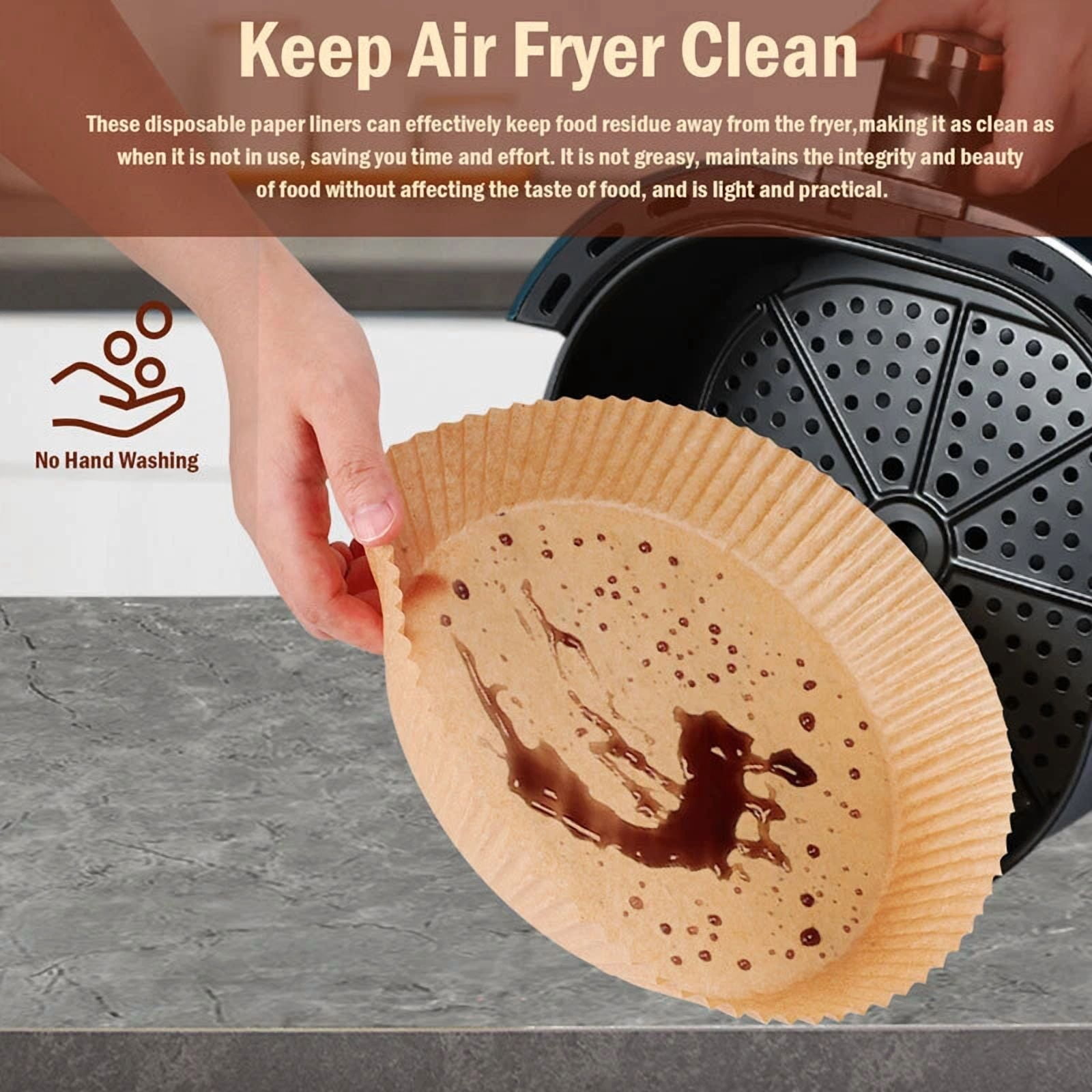 Zyler - Air Fryer Paper Liner Disposable Non-Stick Steamer Mat For Cooking 8 Inch/100Pcs