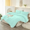 thumbnail image 3 of DNG Luxury 3 Piece Pom Pom Plain Pattern Comforter Set, 800 Thread Count, 100% Egyptian Cotton, White Vintage Pom-Pom Fringe Super Soft (Twin/Twin XL Size Aqua Blue Color), 3 of 9