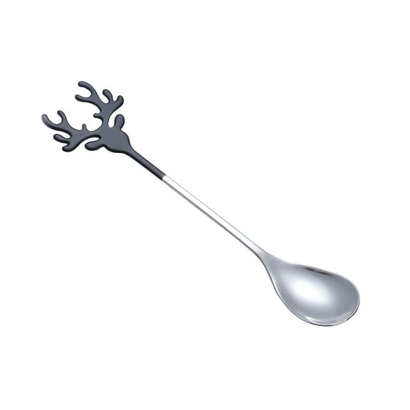 Black Christmas Stainless Steel Spoon Coffee Spoon Black For Holiday Dining Ornament Soup Teaspoon Metal Material Festive Accessory Handmade Craft