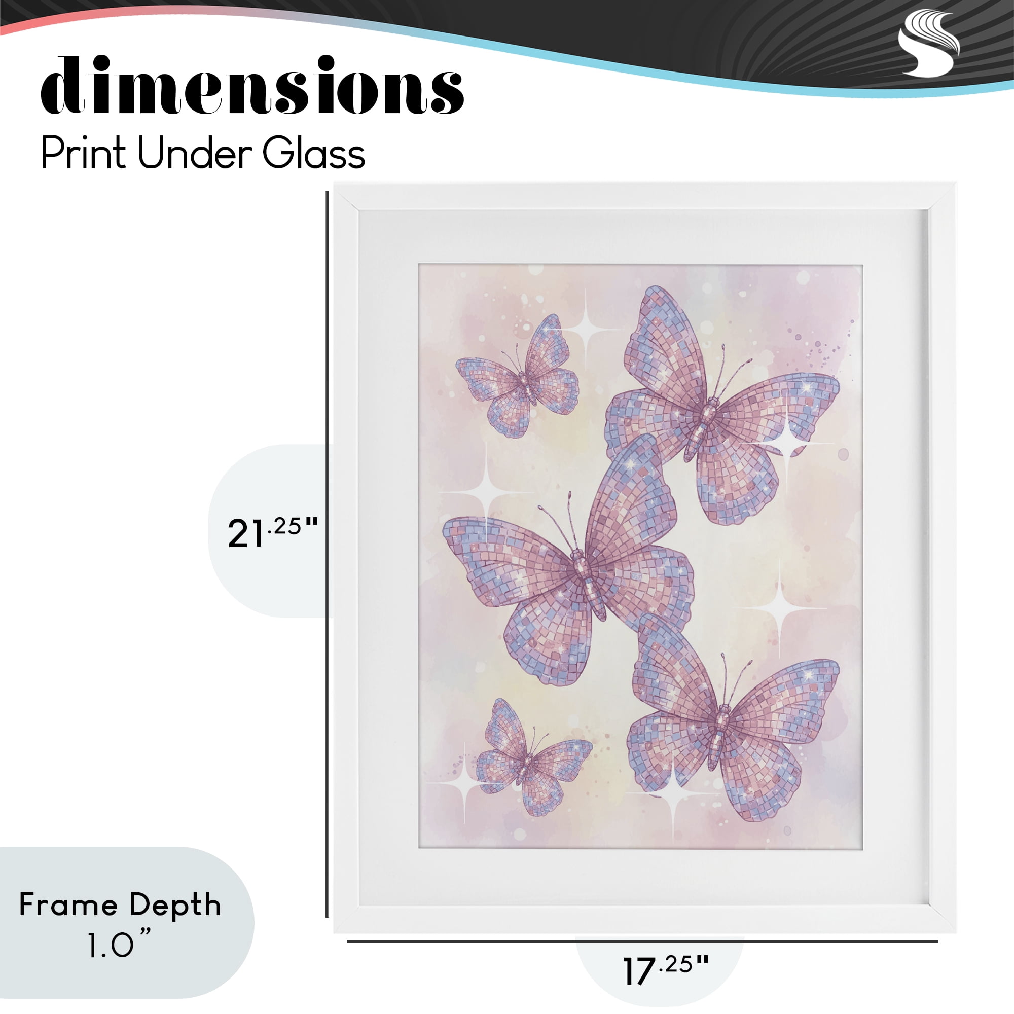 Stupell Industries Delicate Disco Butterfly Dance White Framed Print Under Glass, design by Lil' Rue