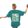 thumbnail image 3 of WEAIXIMIUNG Women's Casual Fashionable Colorful Wildflower Print Crew Neck Oversized T Shirt Tops Tops for Women Trendy Short Sleeve XXL Blue, 3 of 6