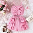 thumbnail image 2 of Toddler Girl Clothes Summer Spaghetti Strap Bow Cute Tops and Shorts 2 Piece Outfits Girls 3-4 Years Girl Gifts Girls Clothes, 2 of 8