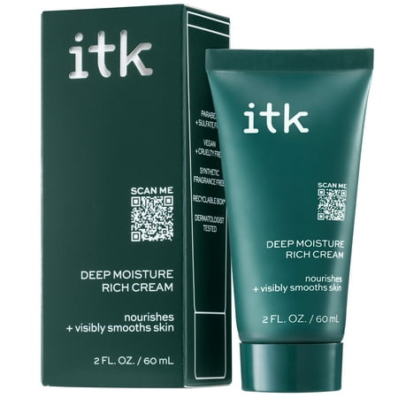 ITK Skincare Deep Moisture Rich Face Cream with Hyaluronic Acid & Ceramides for Dry Skin, 2 oz