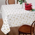 thumbnail image 3 of Yastouay Christmas Tablecloth Gold Snowflake Tablecloth Colorful PV Velvet Rectangle Table Cover for Dinner Party, 60" x 84", 3 of 9
