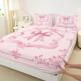 thumbnail image 3 of Feelyou Pink Bowknot Twin Sheet Sets, Bohemian Damask Flower Bedding, 3 Pieces, 3 of 7