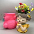 thumbnail image 4 of Silicone Mold Flower Fairy Prayer Flower Pot Resin Gypsum Crystal Dropping Glue Tool DIY Handmade Crafts Pink, 4 of 5