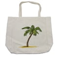 thumbnail image 1 of Palm Tree Shopping Bag, Cartoon Palm Tree Image Tropical Plant and Sand Serenity Nature Foliage Print, Eco-Friendly Reusable Bag for Groceries Beach and More, 15.5" X 14.5", Cream, by Ambesonne, 1 of 2