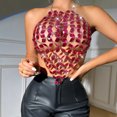 thumbnail image 2 of Women Blouse, Women's Open Back Diamond Body Top Backless Halter Shirt Club Top, 2 of 8