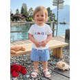 thumbnail image 3 of BemeyourBBs Toddler Baby Boy Summer Clothes Infant Baby Boys Summer Beach Holiday Outfits Short Sleeve Sailboat Crayfish Marine Embroidery T-Shirt Plaid Pockets Shorts 2Pcs Set, 3 of 8