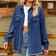 thumbnail image 2 of Women'S Clothing, Women'S Tops, Trendy Women's Casual Denim Shirt with Fringed Edges for Everyday Wear and Stylish Outfits, 2 of 6