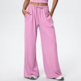 thumbnail image 4 of Bloomae Womens Yoga Sweatpants Loose Fit Casual Wide Leg Drawstring High Waisted Lounge Pajamas Pants Comfy Workout Loose Pants with Pockets Pink L, 4 of 4