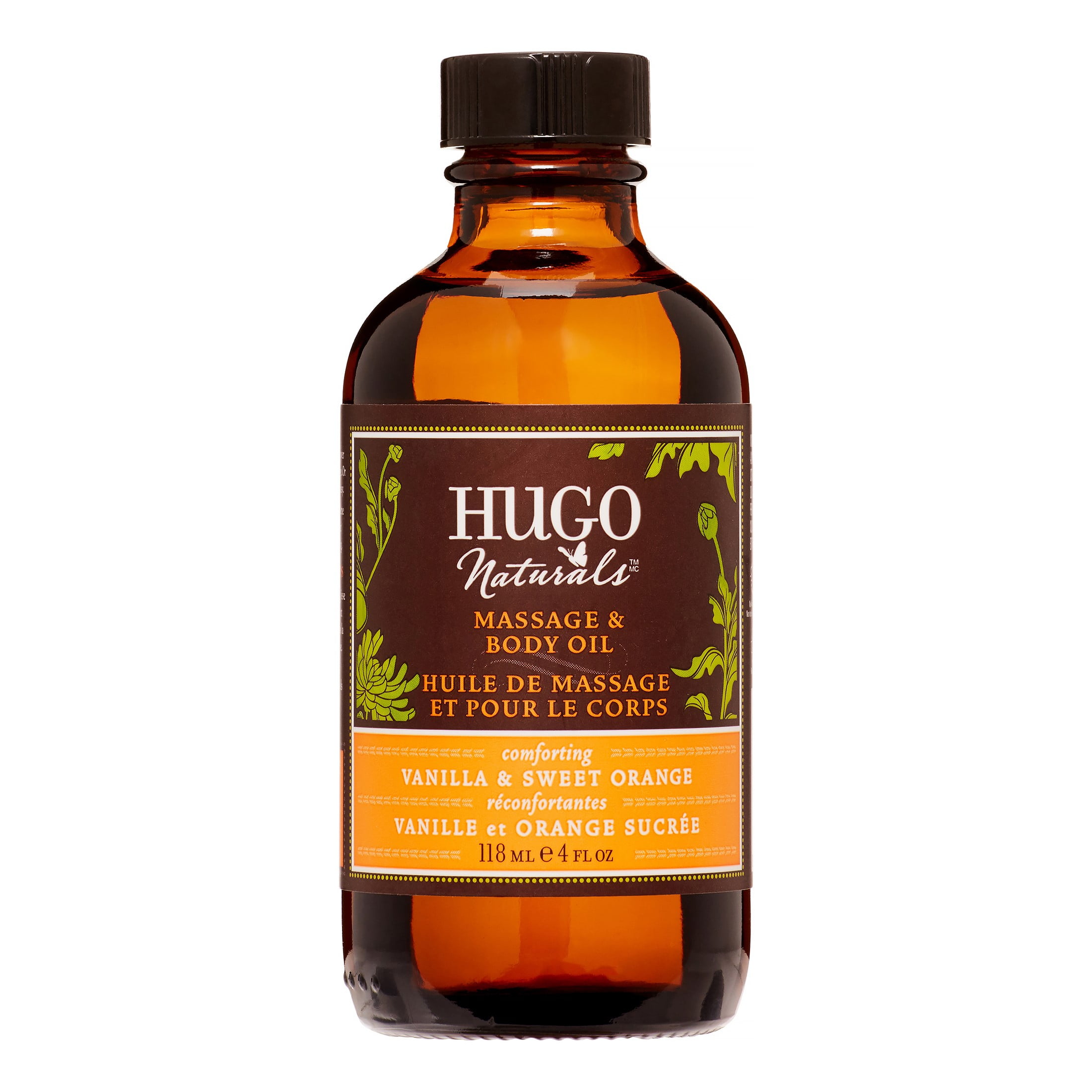 Hugo Naturals Massage & Body Oils, Vanilla & Sweet Orange, 4 Oz