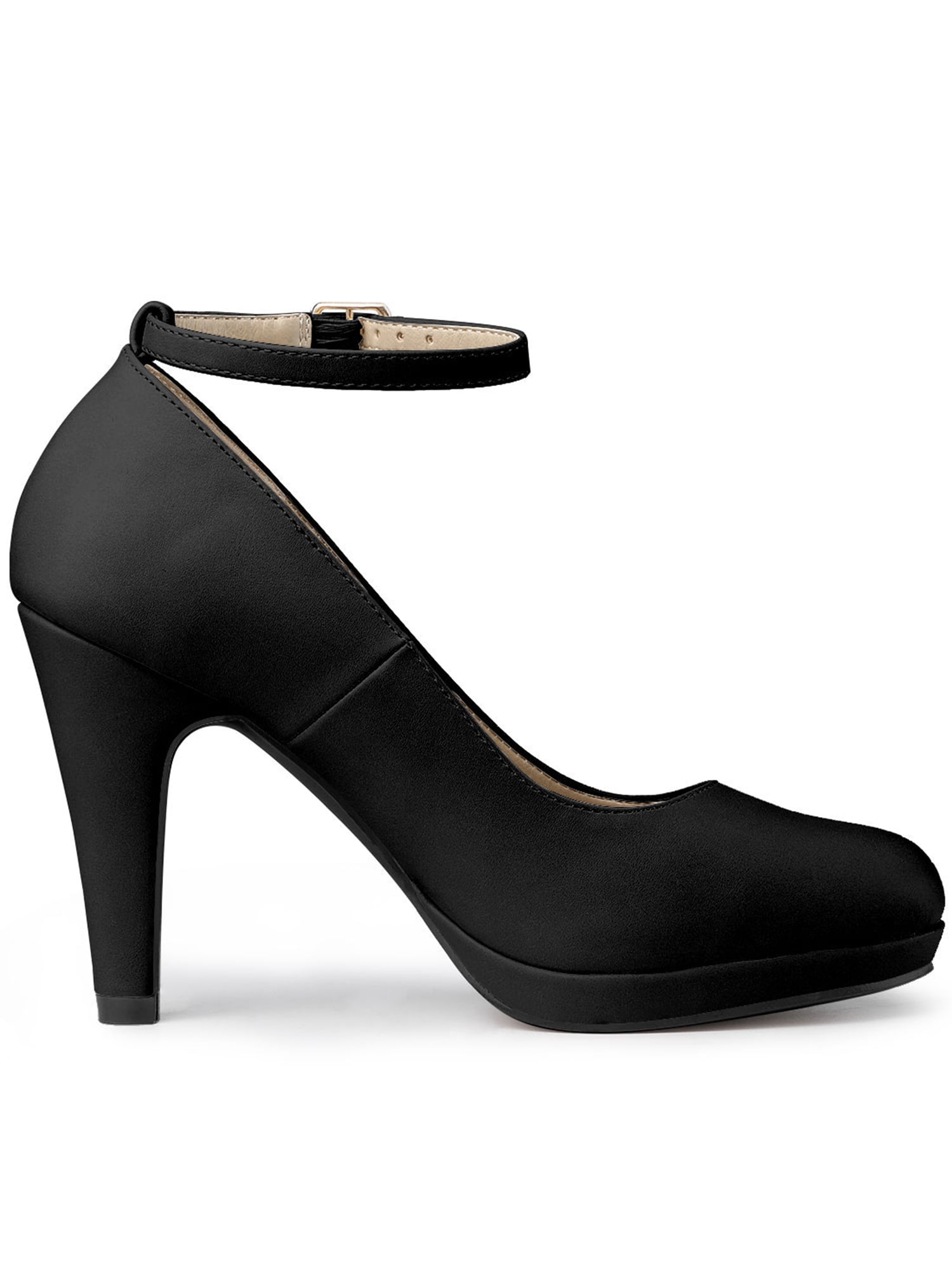 Unique Bargains Women's Round Toe Ankle Strap Stiletto High Heel Pumps