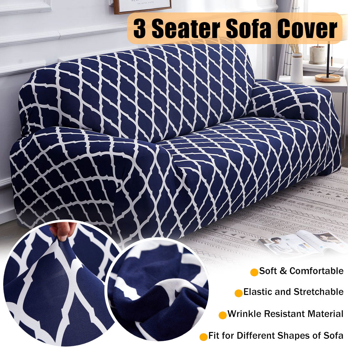 Anti-slip 1 2 3 4 Seaters Sofa Cover Removable Stretch Sectional Couch Slipcover 