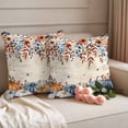 thumbnail image 2 of Fall Orange Blue Outdoor Waterproof Pillow Covers, Thanksgiving Floral Botanical Retro Decorative Square Throw Pillowcase Sofa Cushion Sham for Patio/Couch/Chair, 18"x18" 2 Pack, 2 of 8