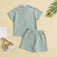 thumbnail image 5 of XBASW Toddler Baby Boys Cotton Linen Shorts Set Short Sleeve Button down Lapel Shirt Tops + Shorts Summer Solid Color Outfit Clothes 3M-5T, 5 of 8