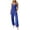 Blue, variant on Women's Long Romper Plunge Halter Sleeveless Pleated Knit Jogger Jumpsuit with Pockets,White,Women's S-XXL