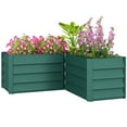 thumbnail image 1 of Outsunny L-Shaped Galvanized Steel Raised Garden Bed, Green, 1 of 10