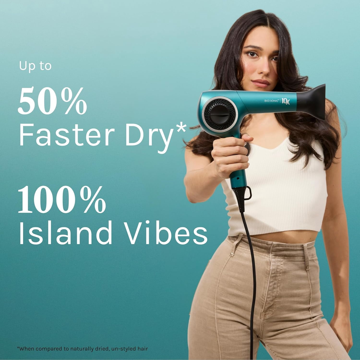 Bio Ionic Teal Tides 10X UltraLight Speed Hair Dryer, Adjustable Heat and Speed, Limited Edition
