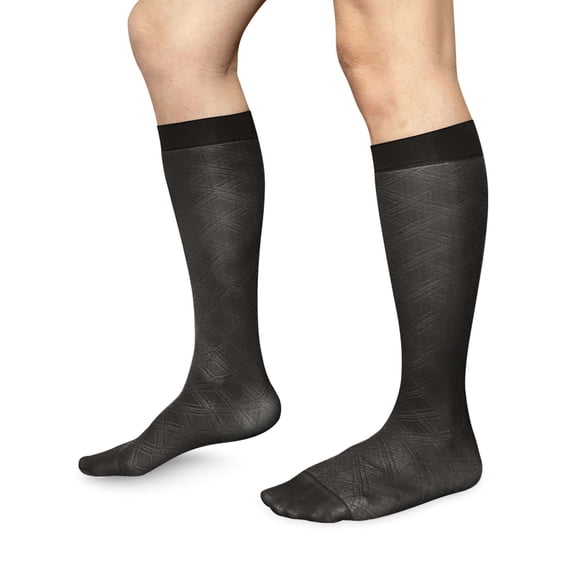 Spencer Mens Silk Work Socks 2 Pack, Breathable Ultra Thin Nylon Dress Socks Over the Calf for Causal Business, Black