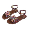 thumbnail image 5 of LTTVQM Flat Sandals for Women Platform Slip-On Open Toe Ankle Strap Boho Beach Orthopedic Sandals Arch Support Soft Walking Shoes Multicolor 39(US-7.5), 5 of 5