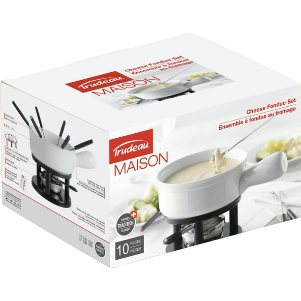 Trudeau Maison Classico Cheese Fondue SetWhite & Black