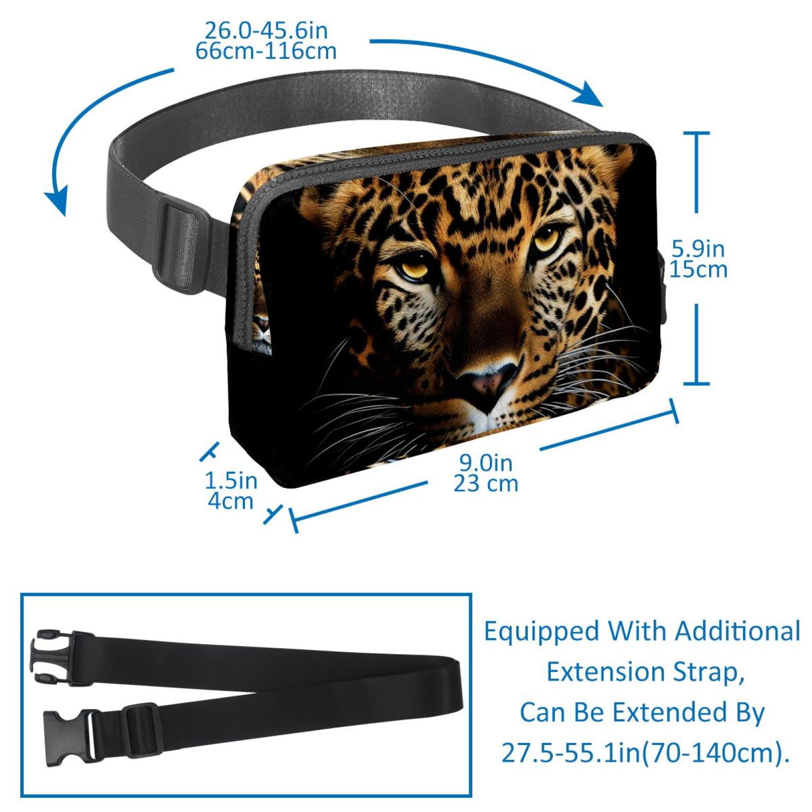 Leopard Lightweight Adjustable Fanny Pack with Extension Strap, Unisex Waist Bag