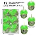 thumbnail image 5 of 12-Pack Grinch Baubles Christmas Tree Hanging Baubles Balls Ornaments - Green Elf with Fuzzy Hair Decorations, 5 of 5