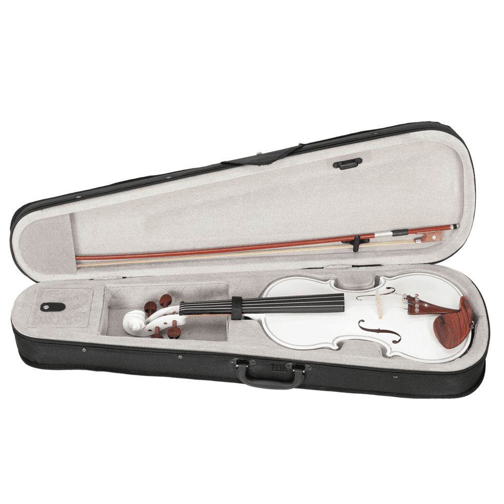 Tcbosik 4/4 Acoustic Violin with Turner, Bow and Case, Fiddle with Rosin, Strings and Shoulder Rest for Beginners, White