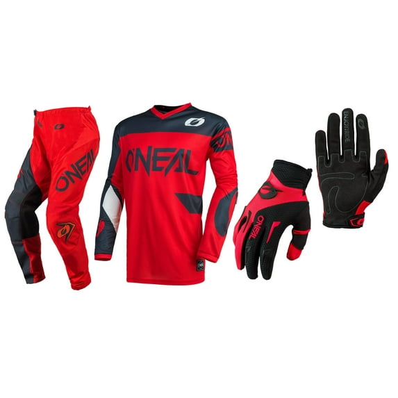 Oneal 2021 Element Red Motocross Jersey Pant Gloves Combo