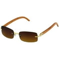 thumbnail image 4 of Slim Rimless Rectangular Sunglasses with Metal Wood Print Frame Luxe Dean, 4 of 4
