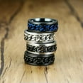 thumbnail image 3 of 8mm Black Spinner Chain Bands Men's Stainless Steel Silver, Black Ring Size 7-13, 3 of 9