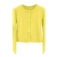 thumbnail image 5 of UJNDER Women's Long Sleeve Round Neck Knitted Cardigan Sweater for Casual Fall and Winter Outfits and Cozy Comfort Yellow L, 5 of 5