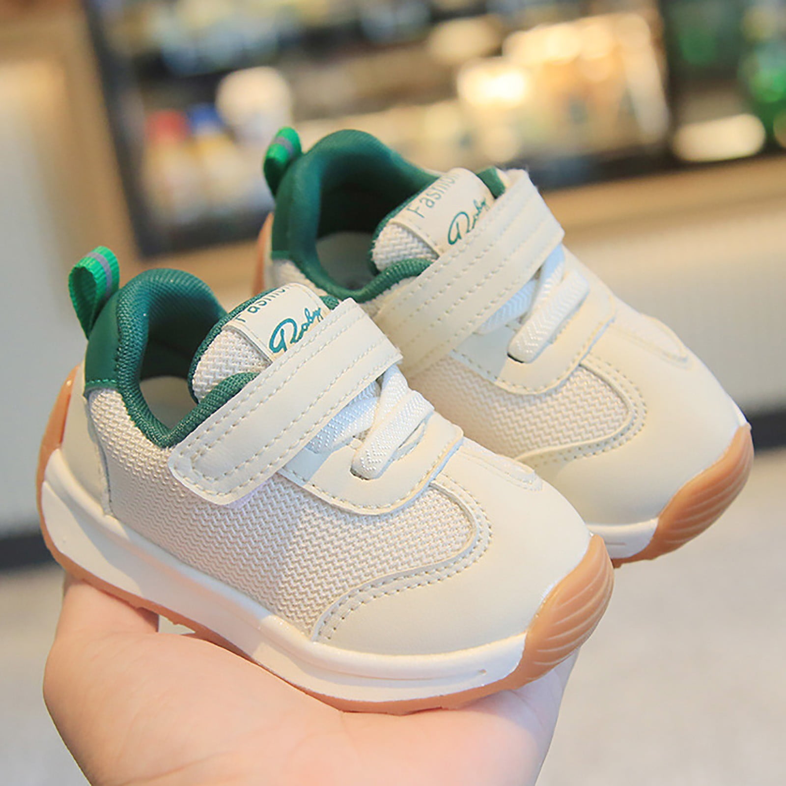 Baby Walking Shoes Kids Fashion Solid Versatile Dual Mesh Breathable Non Functional Sports Shoes Toddler Sneakers Green 2 Years-2.5 Years