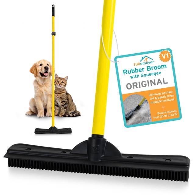 Escoba FURemover Original Plus de goma para pelo de mascotas, mango de 155 cm