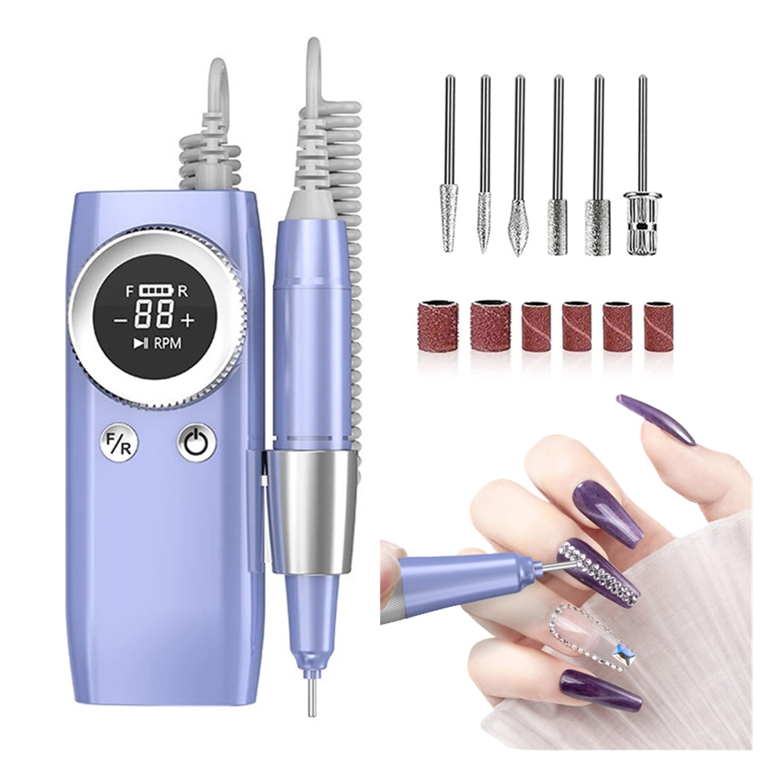 45000RPM Electric Nail Drill Machine Rechargeable Portable Acrylic Gel Nails Manicure Pedicure Polishing Shape Care Salon Device ,Low Noise